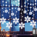 Christmas Snowflake Curtain String Lights 10.2FT 156LED Icicle Lights for Outside with 12 Drops 8 Modes Waterproof Connectable Fairy Window Light for Eaves Garden Yard Indoor Outdoor Xmas Decor
