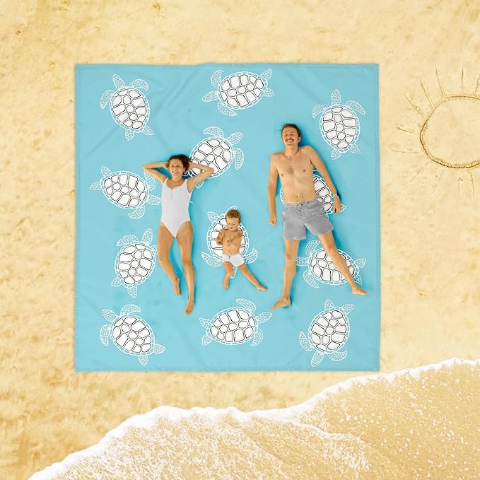 Beach Blanket Sandproof Baby Sea Turtle Beach Mat Sand Free Waterproof Large Picnic Blankets Lightweight Quick Drying &amp Portable Polyester Outdoor Blanket Seaside Essentials Must Have Accesorri
