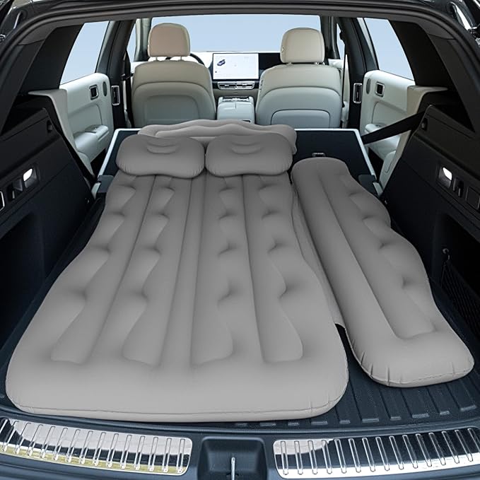 BEBAS Car Air Mattress Inflatable Truck Camping Mattress for Back Seat Thickened SUV Portable Travel Sleeping Pads with 2 Pillows &amp Air Pumps Fits Most Sedan/Pickup/Van Gray Bed