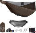 OneWind 11ft Portable Camping Hammock with Mosquito Net Adjustable Ridgeline Double Hammock with 2*12Ft Tree Straps Coyote Brown