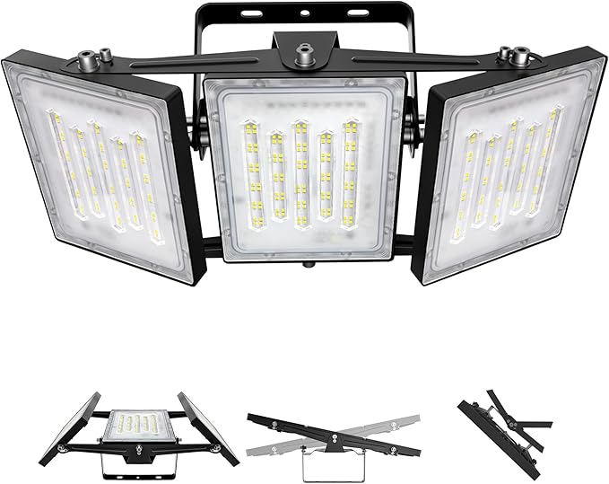 STASUN LED Flood Light Outdoor 300W 30000lm 3000K Warm White IP66 Waterproof Commercial Parking Lot Light3 Heads for Yard Street Stadium House Floodlight Bright Security Lights for Outdoor Area