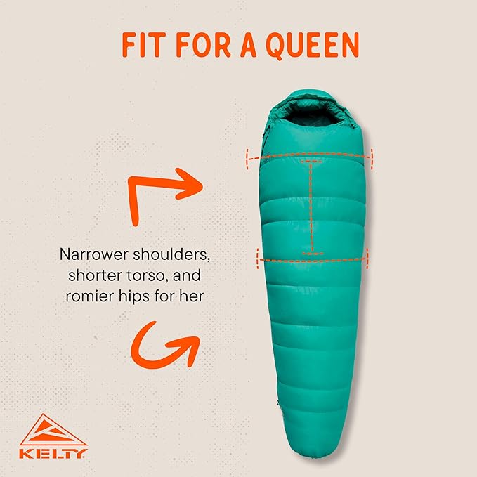 Kelty Cosmic Ultra 20 Degree Sleeping Bag 800 Dridown Premium Thermal Efficiency Soft to Touch Large Footbox Environmental and Health Friendly C0 and PFC-Free DWR Compression Stuff Sack &amp M