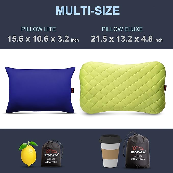 X-Foam Inflatable Camping Pillow Lite with Removable Foaming Cover | Comfortable Washable Ultralight Portable with Neck Lumbar Support | Backpacking Hiking Travel Air | Small (Ocean Blue)