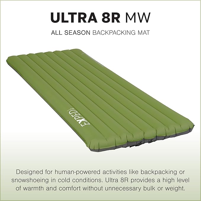 Exped Ultra Series: 1R 3R 6.5R 8R 10R Single &amp Duo - Lightweight Backpacking Mat - Packable and Comfortable - Sleeping Pad with Pumpbag for Self-Inflation