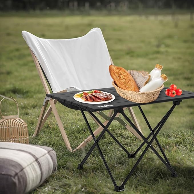 Folding Camping Table Aluminum Folding Beach Table w/Carry Bag Portable Picnic Table for Outdoor Camping Picnic Travel Camping Table (Black 22)