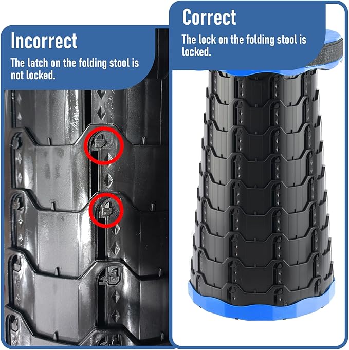 Upgraded Foldable Stool Thickened Set of 2 Portable Collapsible Stool Retractable Stool Foldable Portable Collapsible Chair for Fishing Hiking Tours BBQ Parties Outdoor Activities (Blue)