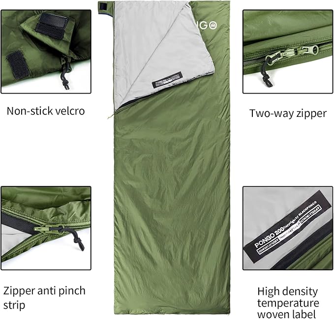Ultralight Sleeping Bag - Envelope Lightweight Portable Waterproof Comfort with Compression Sack - Great for 3 Season Traveling Camping Hiking