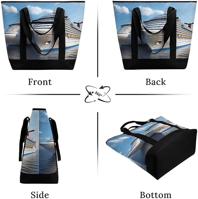 Insulated Shopping BagLarge Reusable Cooler Bags Cruise Ship1 Printed Foldable Shopping BagTravel Waterproof Shoulder Bag