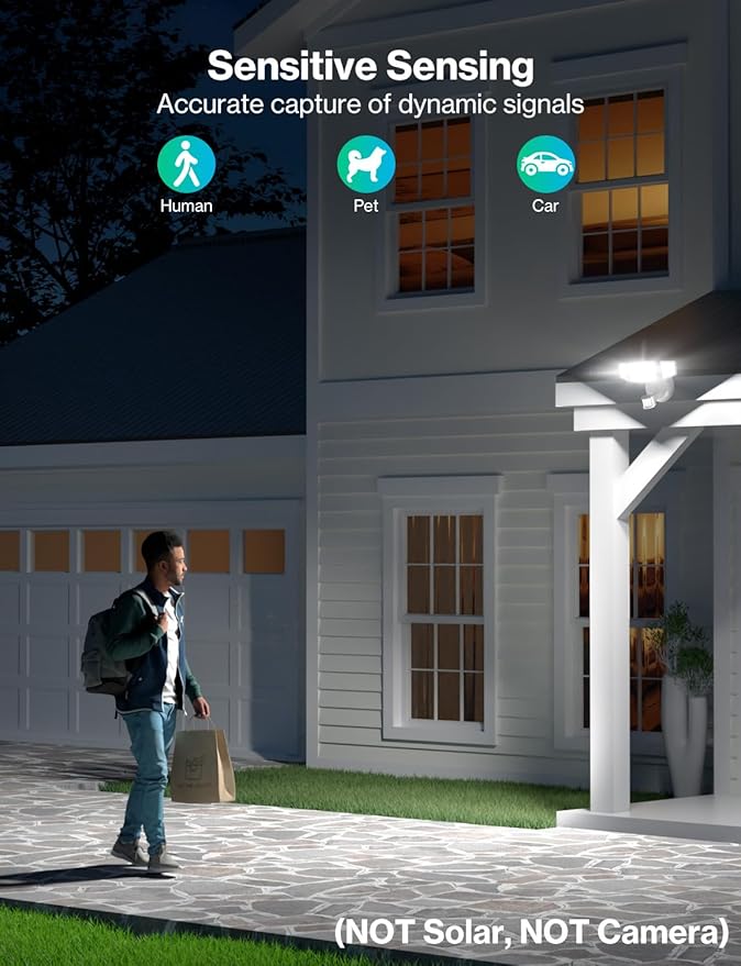 iMaihom 50W Motion Sensor Outdoor Lights 5000LM Hardwired Motion Sensor Flood Light Dusk to Dawn Outdoor Lighting 6500K LED Security Light IP65 Waterproof Motion Detector Lights for Outside White