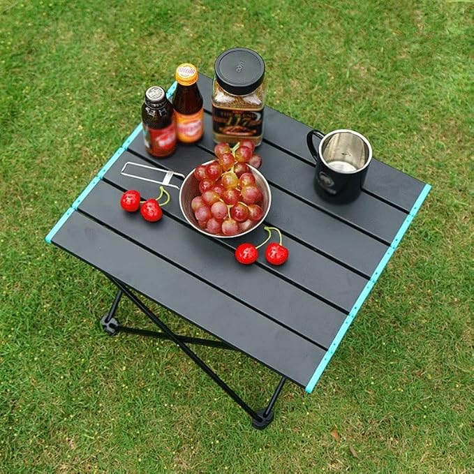 High Strength Aluminum Alloy Portable Light Folding Camping Table Foldable Outdoor Dining Table (D 34.7cm*39.5cm)