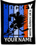 Custom Hockey Gifts for Boys Personalized Hockey Blanket for Kids Men Adults 60x80 Fleece Soft Cozy Sport Throw Blankets for Couch Sofa Team Gifts for Players Adults