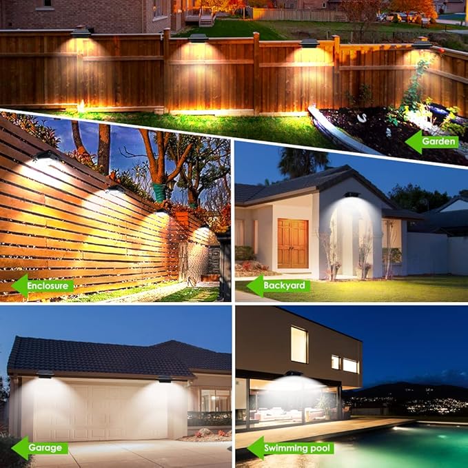 Gutter Lights 40 LEDs Solar Patio Decor Lights Deck Lights Outdoor Waterproof Fence Lights for Wall Backyard Porch Patio PoolStep Stairs Yard Garden Pathway (4Pack-BlackCool White Light)
