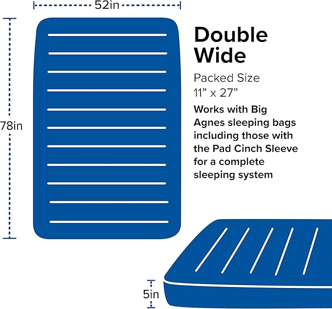 Big Agnes Captain Comfort Deluxe Camp | Supremely Comfortable All-Weather Self-Inflating Sleeping Pad