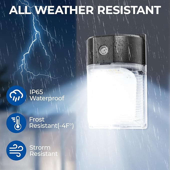 CINOTON 26W LED Wall Pack Light with Dusk to Dawn Sensor 3CCT 3000K/4000K/5000K 26W/18W/13W Switchable [100-277Vac] IP65 Waterproof Outdoor Security Flood Lighting for Garage Warehouse 2 Pack