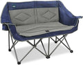 Northroad Folding Loveseat Camping Chair Portable Double Duo Full Padded Garden Chair for 2 Person Sofa w/ 2 Cup HolderWine Glass HolderMesh StorageSupport 500lbs for Picnic Beach Travel(Blue)