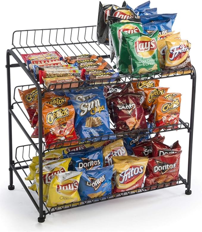 Displays2go Countertop Wire Rack Three Open Shelves Black (WCR3SBK)