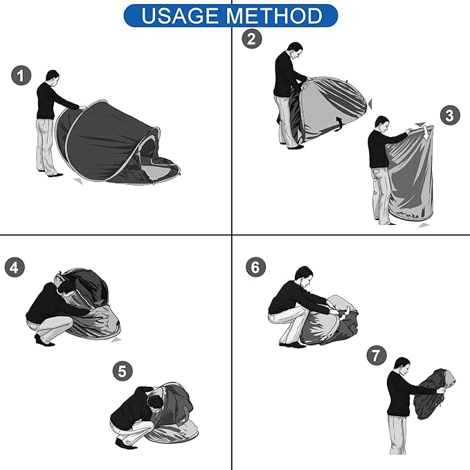 Instant Pop Up Camping Tent 4 Person Blue Easy Pop Up Tent Waterproof Automatic Setup Doors-Instant Family Camping Tents Suitable for Camping Halloween Christmas Autumn Snow etc.(CP-Blue)