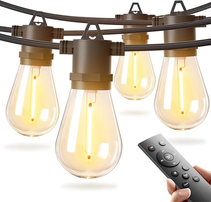 addlon 36FT LED Outdoor String Lights with 12 Edison Vintage Shatterproof Bulbs Commercial Grade Patio Lights IP65 Waterproof for Balcony Backyard and Garden Warm White