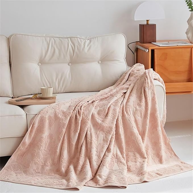 Towel Blanket Terry Cloth Blankets 60x80 - Couch Bed Cloth Fluffy Sofa Towel Duvet Blanket for Camping Picnic Beach Bedroom Birthday Gifts for Women Friends Tan Twin Size