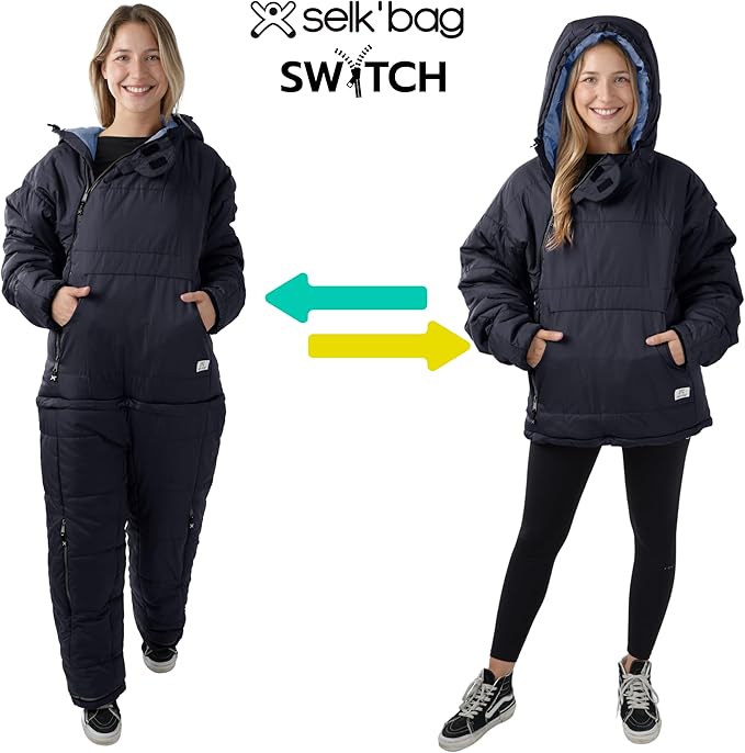 Selk'bag SWYTCH Original Wearable Sleeping Bag &amp Jacket | Convertible 2-in-1 Design Water-Resistant Eco-Friendly for Camping Hiking Travel Skiing and Casual Use