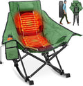 Suteck Heated Rocking Camping Chair XL Oversized Rocking Chair Outdoor with 3 Heat Levels for Back and Seat Heated Chairs Outdoor Sports for Patio Lawn Picnic Travel Power Bank（Not Included）
