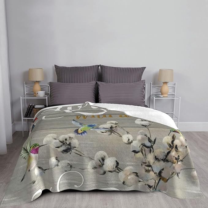 80X60 Proverbs 3 5 Hummingbird Scripture Lightweight Flannel Blanket - Soft and Breathable Polyester Suitable for Travel Camping and Home Decoration