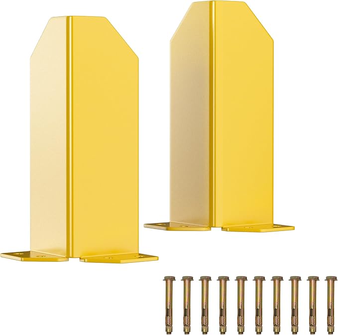 Nisorpa Pallet Rack Post Protectors 12 Pallet Racking Guards with Hardware L Shape Safety Yellow Pallet Edge Protectors Set of 2