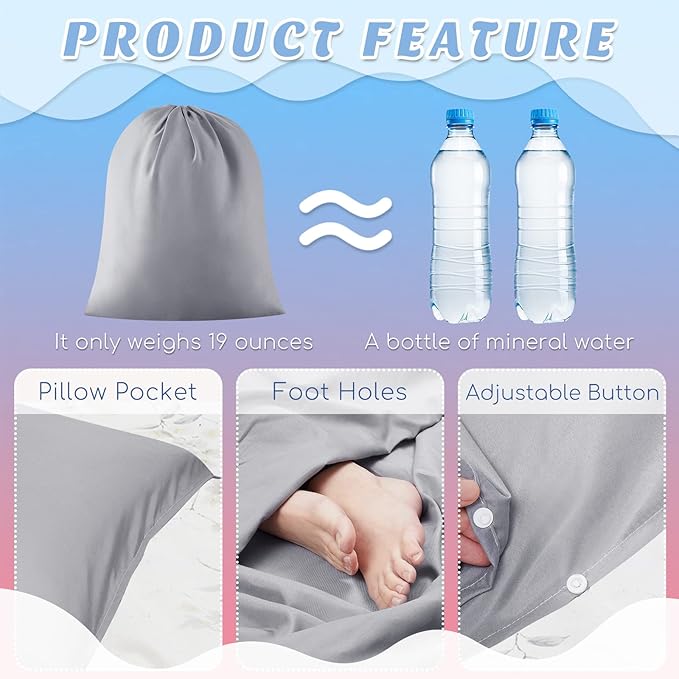 Irenare 2 Pcs Tanning Sleep Sack Lightweight Breathable Tanning Body Self Tanners Sleeping Sac Protect Sheets from Dark Tanner for Bed Travel Sleeping Bag(Pink Grey)