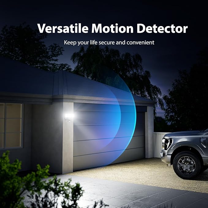 Onforu 75W LED Flood Light Motion Sensor Outdoor 7000lm Dusk to Dawn Flood Light Security Light with Three Head IP65 Waterproof Exterior Floodlight 6500k Wall Light for Entryway Stairs Yard Garage
