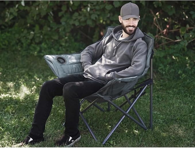 Zenithen Limited Foldable Portable Guidesman Padded Folding Chair Perfect for Camping Outdoor Sporting Events Patio Furniture and Campires Gray (Pack of 2)