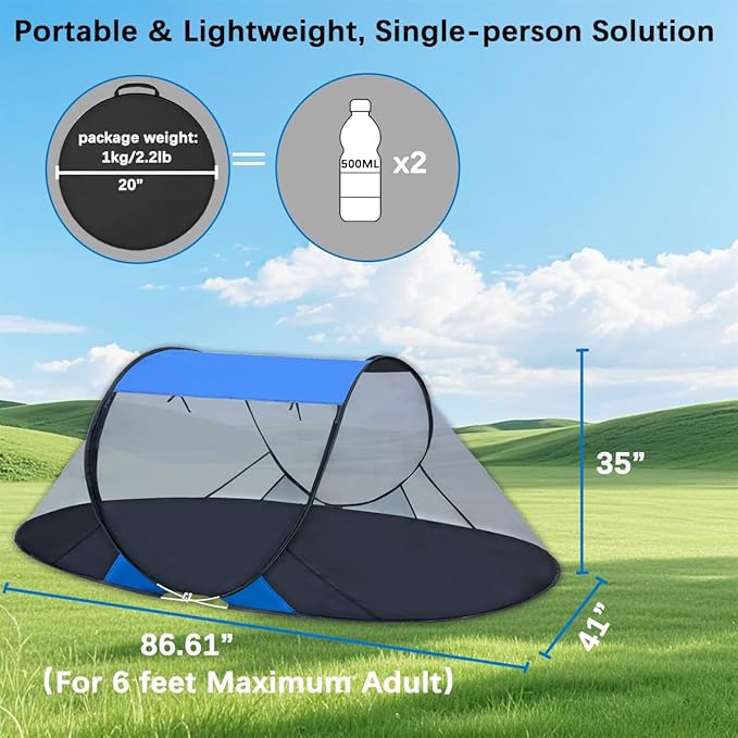 Akiky Pop Up Mosquito Tent for Camping1 Person Camping Tent with Bug Screen TentMosquito Net Foldable Portable for Adults Kids