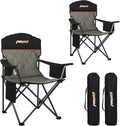 2 PCS Camping Chairs Portable Chair Folding Chair with Cooler Bag and Cup Holder for OutdoorSportsBeachFishing Hiking Travel Picnic Backyard2PCBlack