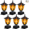 Dynaming Solar Flame Post Lights Outdoor Solar Powered Lamps Fence Post Cap Lights Flickering Flame LED Lantern Decorative Waterproof for Garden Deck Patio Fit 4x4 5x5 or 6x6 Wooden Posts 6 Pack
