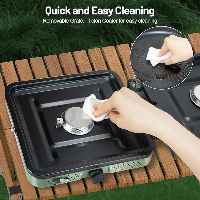 Portable Camping stove 2 Burner Foldable Camping Stove with Griddle and Carrying Bag &amp Hose 8600BTU Portable Propane Camp Stove with Ignition &amp 2 Adjustable Burnersfor Camping Tailgating BB
