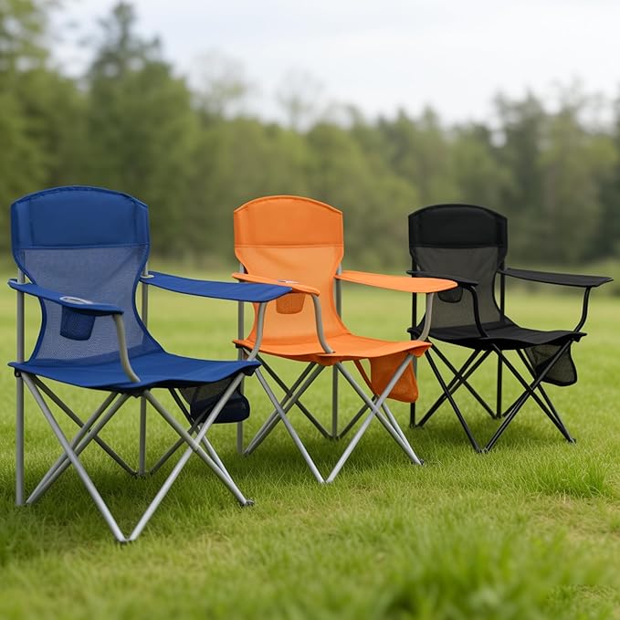 Lightweight Camping Chair for Adults 300lbs Capacity Foldable Portable Lawn Chair with Carry Bag Outdoor Chair for Camping Lawn Beach &amp Travel Black