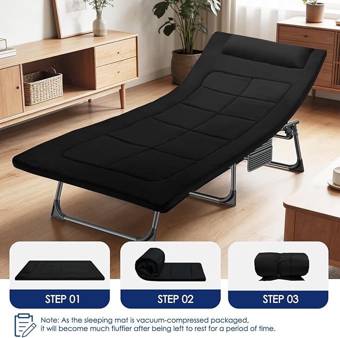 Camping cot Mattress Comfortable Portable Foldable Sleeping Pad for Adults Folding Floor Pad Easy to Store Guest Mat for Home Outdoor Indoor