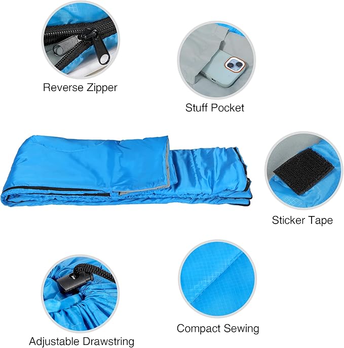 REDCAMP Ultra Lightweight Sleeping Bag for Backpacking Hiking Comfort for Adults Warm Weather with Compression Sack