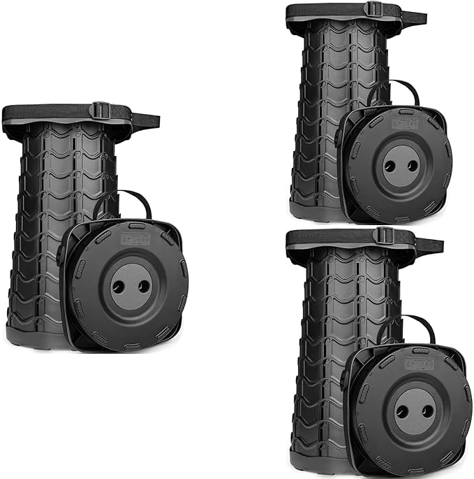 3PCS Square Stools 400lbs Max Weight Lightweight But Sturdy Portable Retractable Folding Telescoping Foldable Camping Stool for Adults Outdoor Fishing Hiking Travel BBQ
