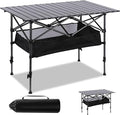 Adjustable Height Aluminum Folding Camping TableFolding Grill Tablefor Outdoor Camping Beach BBQ Patio and Picnic Durable &amp Waterproof with Carrying Bag (Trumpet)