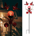 VCUTEKA Cardinal Solar Lights Outdoor Metal Garden Stake Waterproof Crackle Glass Globe Garden Decor Cardinal for Pathway Lawn Patio Yard
