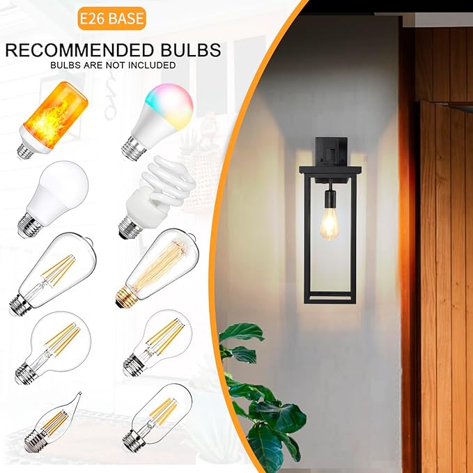 20 Large Exterior Lighting Fixtures Modern Wall LanternOutdoor Wall Lights with Clear Glass ShadeE26 Base Outdoor Lamps for Patio PorchWaterproof Outside Exterior Lights for House 2 Pcs