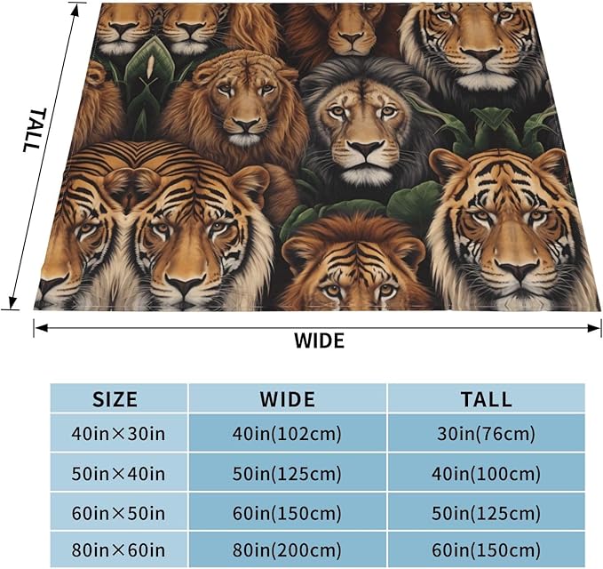 King of The Jungle Soft Fleece Blanket 60 * 50 inch Soft Sofa Blanket Suitable for Sofa Camping Travel Night Cover Blanket