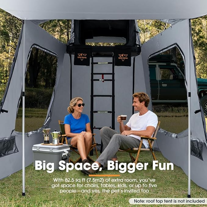 SanHima CapeTop Rooftop Tent Side Annex Room - 82.5 sq ft Spacious Shade Space Weatherproof with Carry Bag