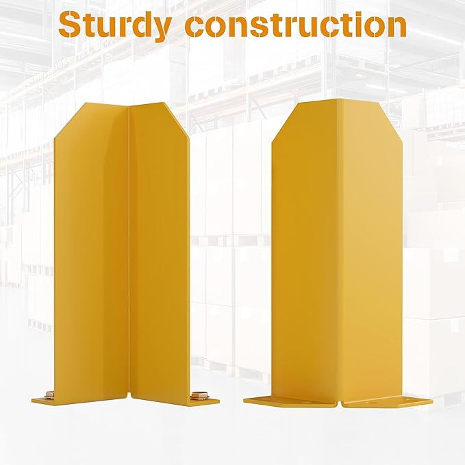 Nisorpa Pallet Rack Post Protectors 15 Pallet Racking Guards with Hardware L Shape Safety Yellow Pallet Edge Protectors Set of 2