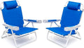 SUNNYFEEL Extra Wide 28 Low Beach Chair 2 Pack 5 Position Lay Flat XL Oversized Portable Folding Camping Chairs with Cup Holder for Outdoor/Trip Foldable Backpack Beach Chair for Adults