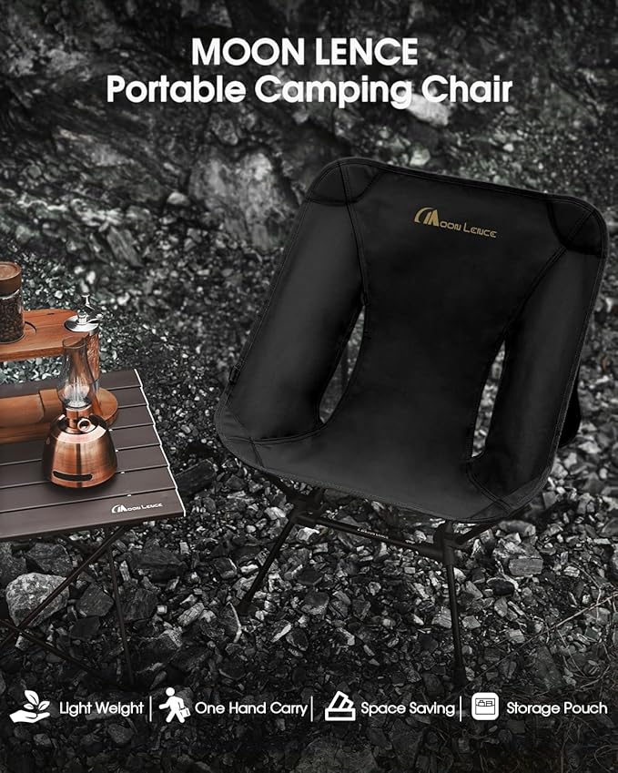 MOON LENCE Portable Camping Chair Plus Larger &amp Roomier Compact and Lightweight Still Folding Chair for Backpacking &amp Hiking 330Lbs Capacity