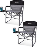 KingCamp Oversized Camping Directors Chair with Side Table Compact Design Heavy Duty 440lbs Folding Portable Padded Camp Chairs with Extra Wide Seat &amp Anti-Sag Fabric for Outdoor Fishing Sports