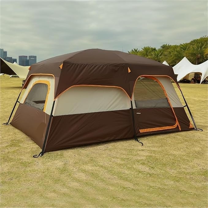 Extra Large 2-Room Family Cabin Tent – 10/12/14 Person Capacity with 3 Doors 3 Mesh Windows for Camping &amp Picnic