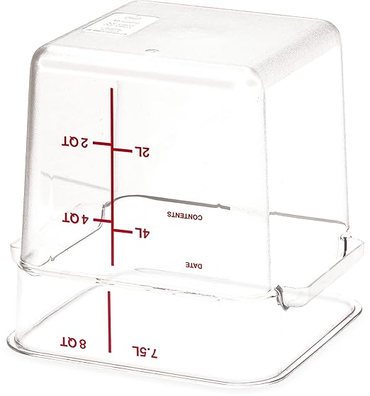 Carlisle FoodService Products Squares Square Food Storage Container with Stackable Design for Catering Buffets Restaurants Polycarbonate (Pc) 8 Quarts Clear