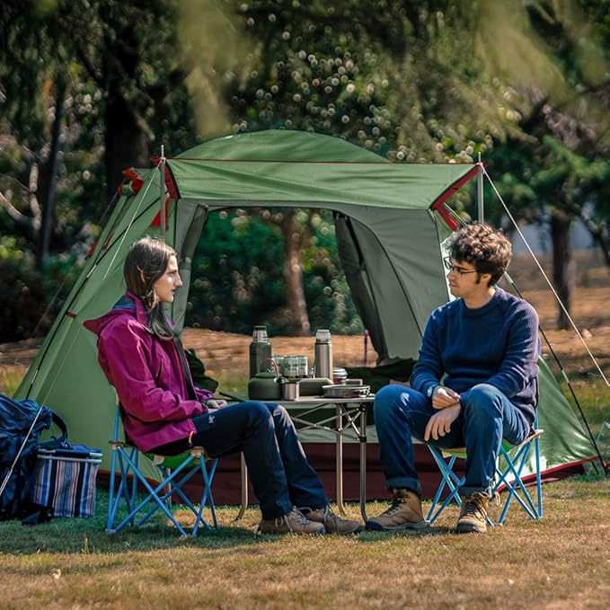 KAZOO 2／4 Person Camping Tent Outdoor Waterproof Family Large Tents 2/4 People Easy Setup Tent with Porch Double Layer | Outdoor Waterproof Family Large Tents Easy Setup